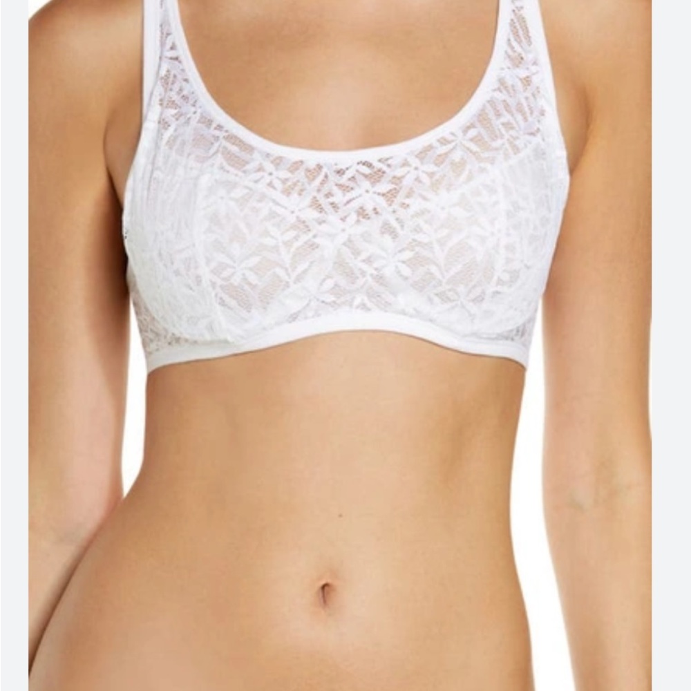 NWT Natori  Portrait Underwire Floral Lace Bra 32C | White Bralette $62